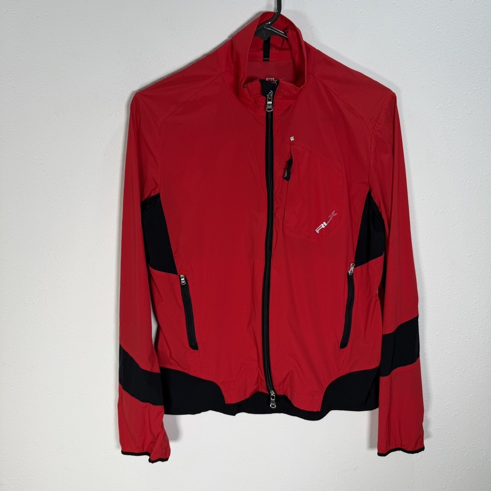 Ralph Lauren RLX Golf Jacket Womens Windbreaker Sz Small Red Zip Up Lightweight